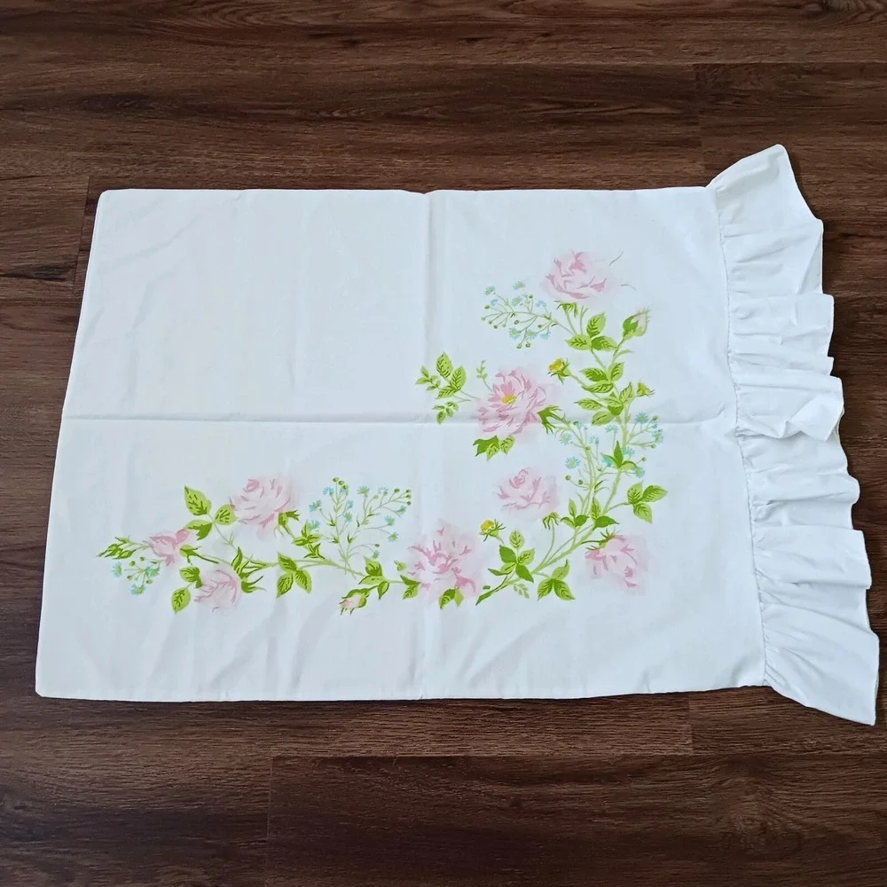 Vintage Pink Roses Martex Standard size PILLOWCASE 4